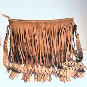 Women's Fashion Fringe Tassel Crossbody Shoulder Bag Brown